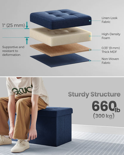 76 cm Storage Ottoman, Foldable Storage Bench with Flipping Lid, 300 kg Load Capacity, for Entryway - HWLEXTRA 