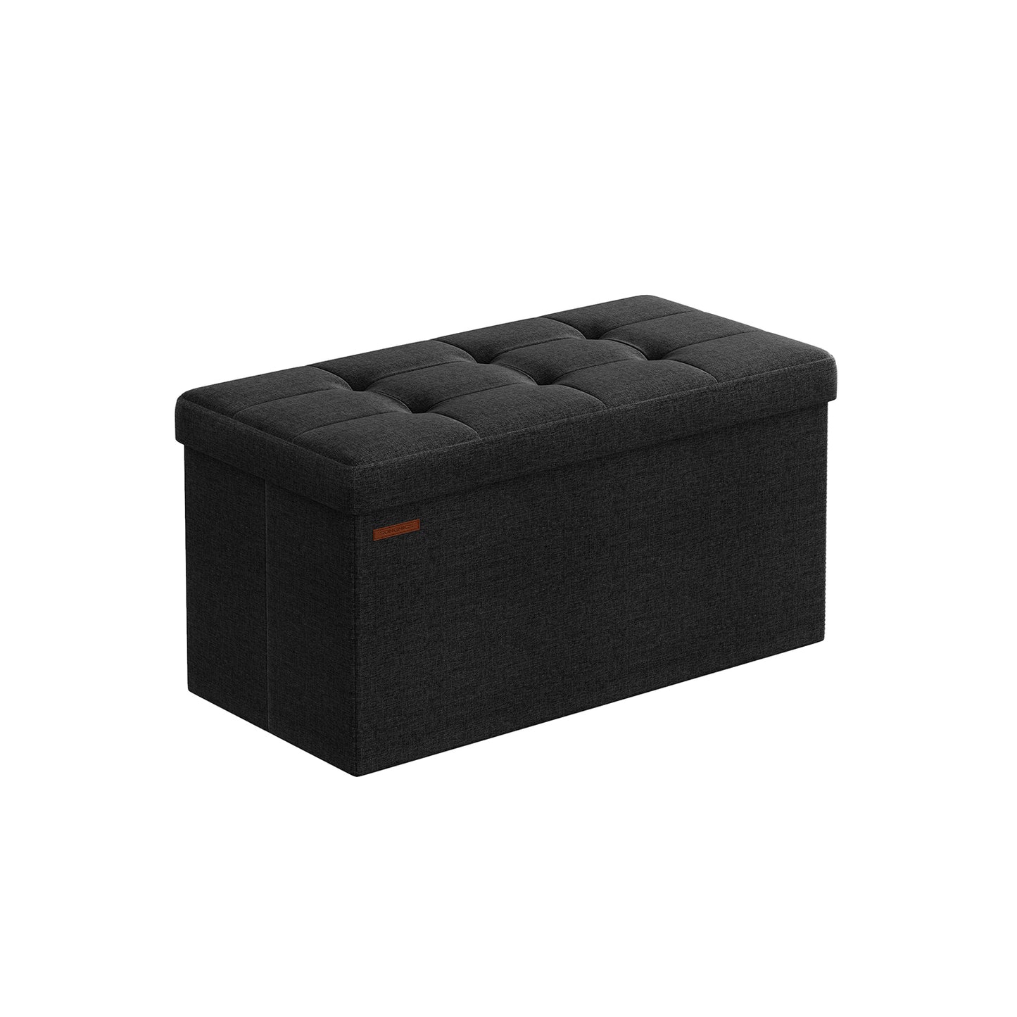 38 x 76 x 38 cm Foldable Small Storage Ottoman Ink Black - image 2