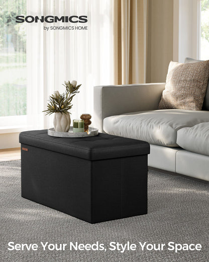 38 x 76 x 38 cm Foldable Small Storage Ottoman Ink Black - image 3