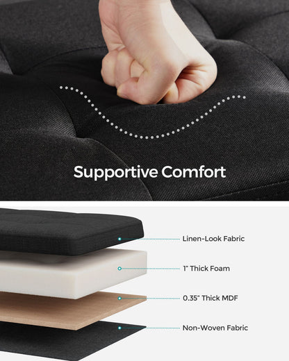 38 x 76 x 38 cm Foldable Small Storage Ottoman Ink Black - image 4