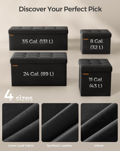 38 x 76 x 38 cm Foldable Small Storage Ottoman Ink Black - image 6