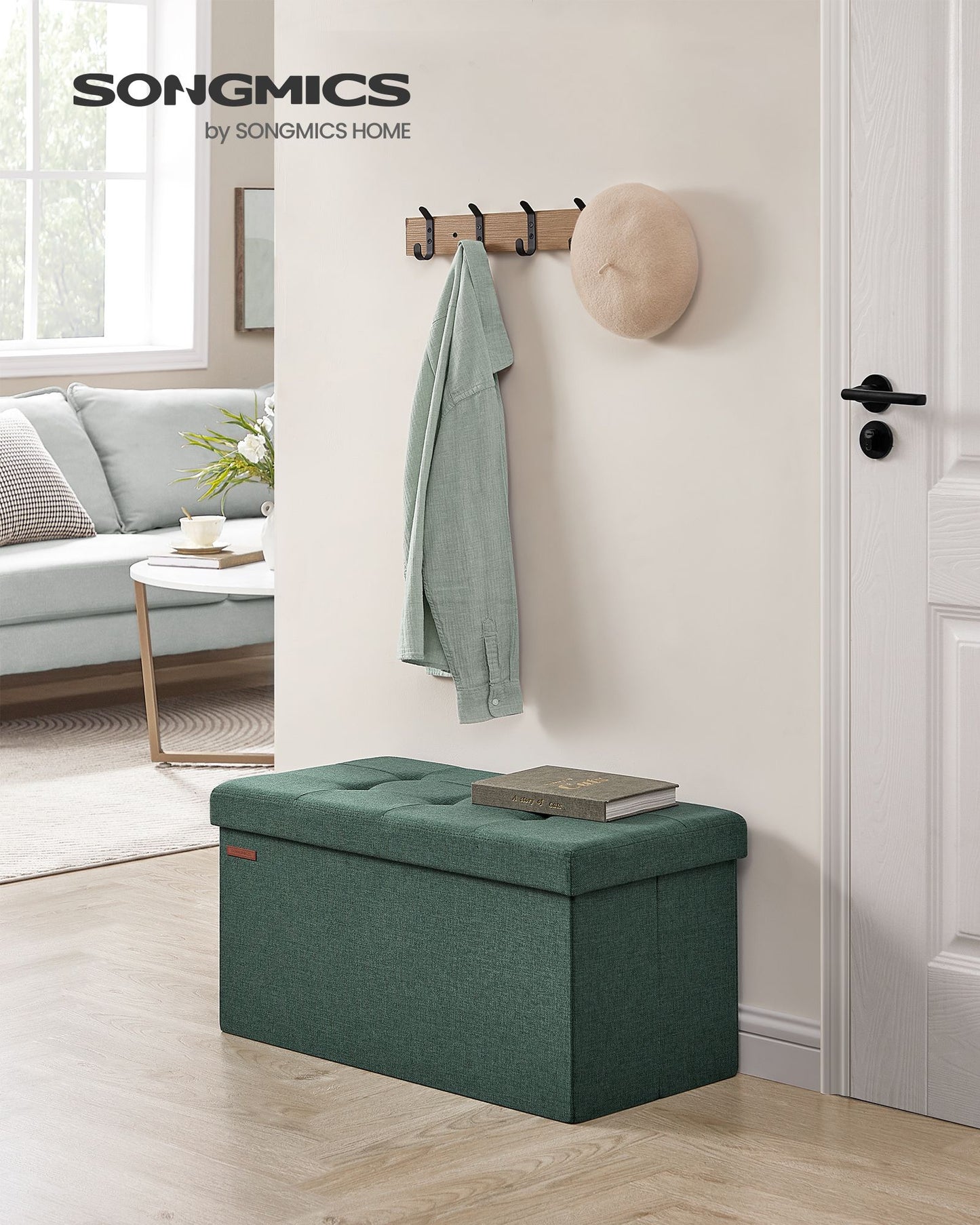 38 x 76 x 38 cm Foldable Small Storage Ottoman Ink Black - image 10