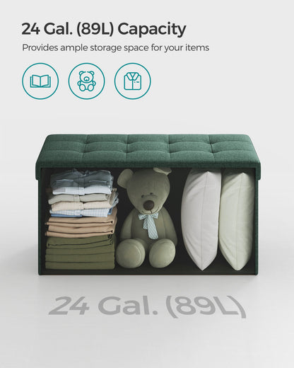 38 x 76 x 38 cm Foldable Small Storage Ottoman Ink Black - image 12