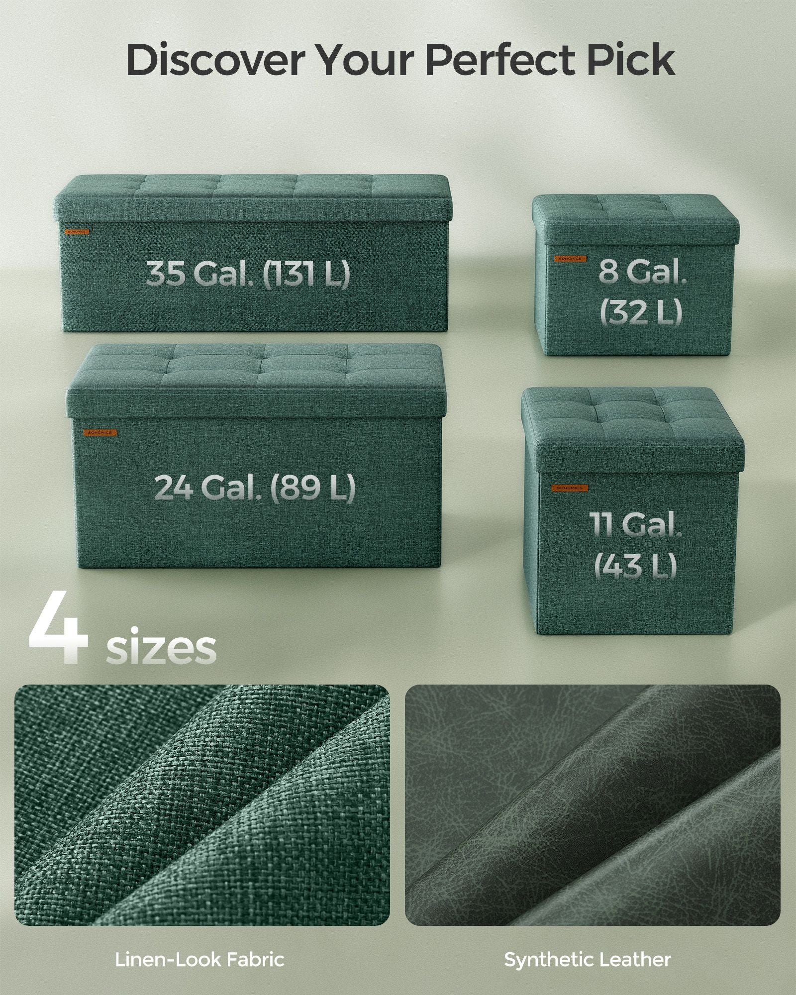 38 x 76 x 38 cm Foldable Small Storage Ottoman Ink Black - image 13