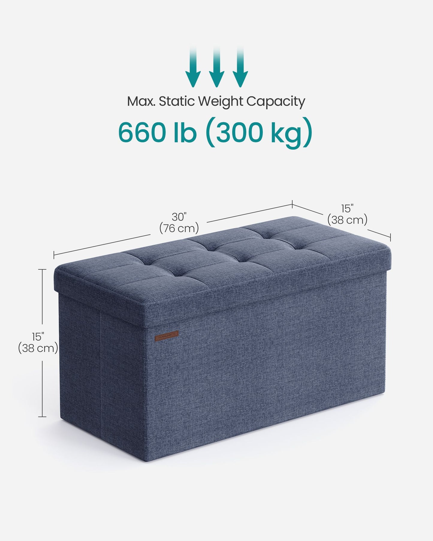 Mazie Collection - 30 Inches Folding Storage Ottoman Bench, Ottoman Foot Rest, End of Bed Bench - HWLEXTRA 