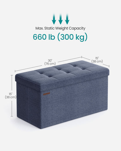 Mazie Collection - 30 Inches Folding Storage Ottoman Bench, Ottoman Foot Rest, End of Bed Bench - HWLEXTRA 