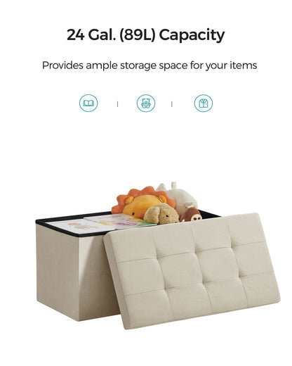 38 x 76 x 38 cm Foldable Small Storage Ottoman Ink Black - image 25