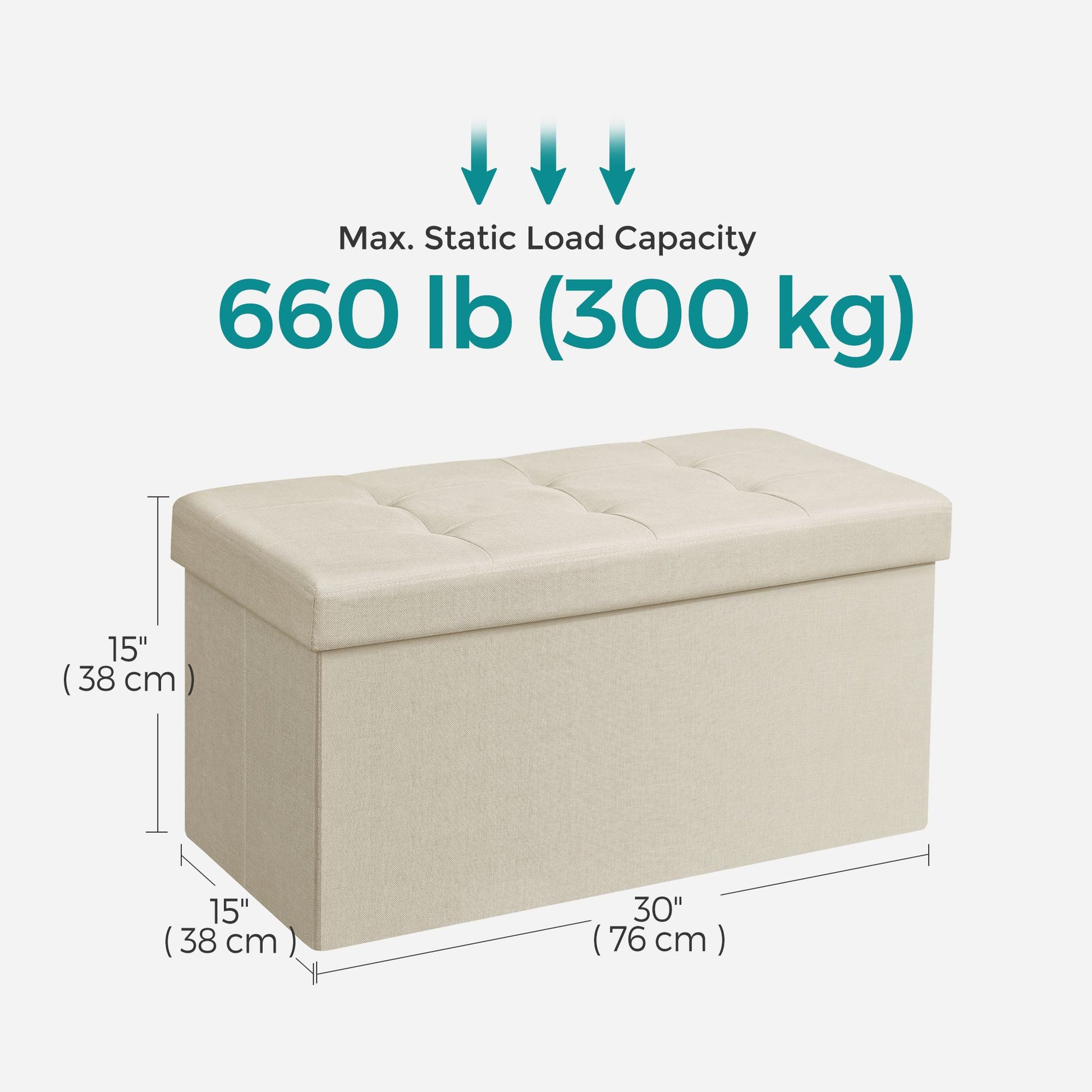 38 x 76 x 38 cm Foldable Small Storage Ottoman Ink Black - image 27