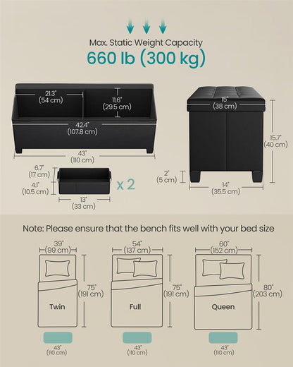 Storage Ottoman with Legs, 30 Gal. (112 L)