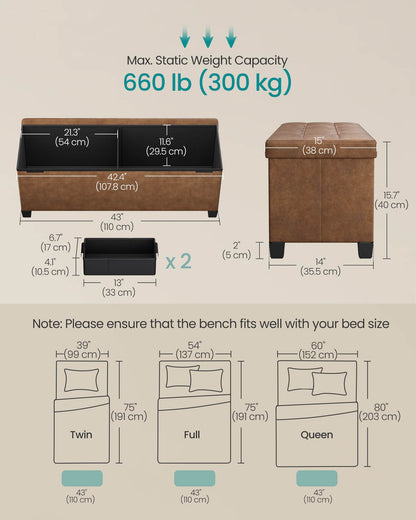 Storage Bench with Legs, 30 Gal. (112 L)