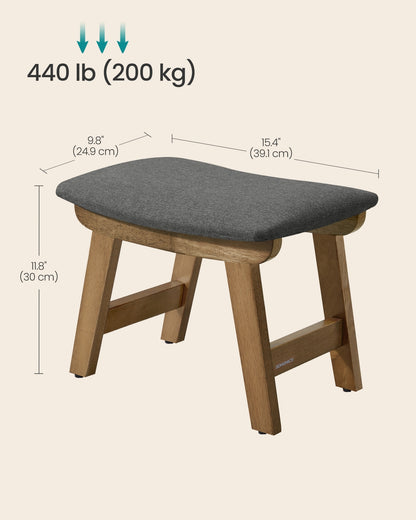 Foot Stool Ottoman, Padded, 9.8 x 15.4 x 11.8 Inches, Gray and Brown - image 6