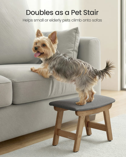 Foot Stool Ottoman, Padded, 9.8 x 15.4 x 11.8 Inches, Gray and Brown - image 5