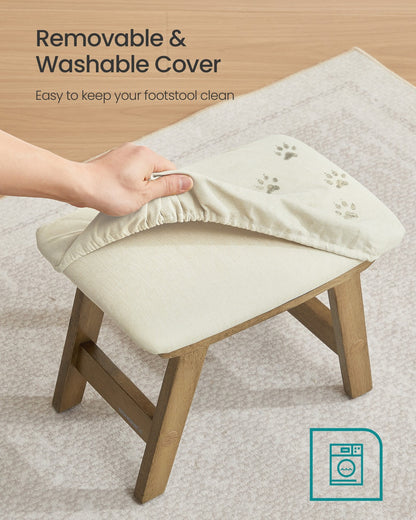 Foot Stool Ottoman, Padded, 9.8 x 15.4 x 11.8 Inches, Gray and Brown - image 11