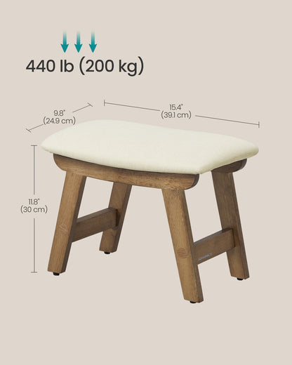 Foot Stool Ottoman, Padded, 9.8 x 15.4 x 11.8 Inches, Gray and Brown - image 12