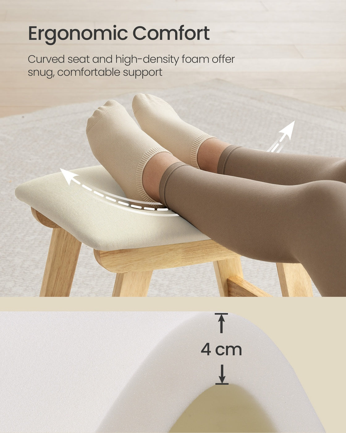 Foot Stool Ottoman, Padded, 9.8 x 15.4 x 11.8 Inches, Gray and Brown - image 16