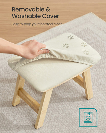 Foot Stool Ottoman, Padded, 9.8 x 15.4 x 11.8 Inches, Gray and Brown - image 18