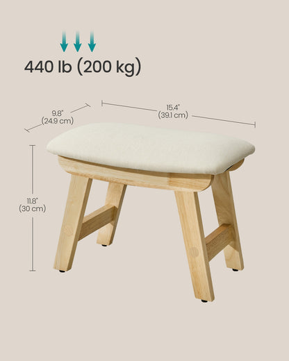 Foot Stool Ottoman, Padded, 9.8 x 15.4 x 11.8 Inches, Gray and Brown - image 20