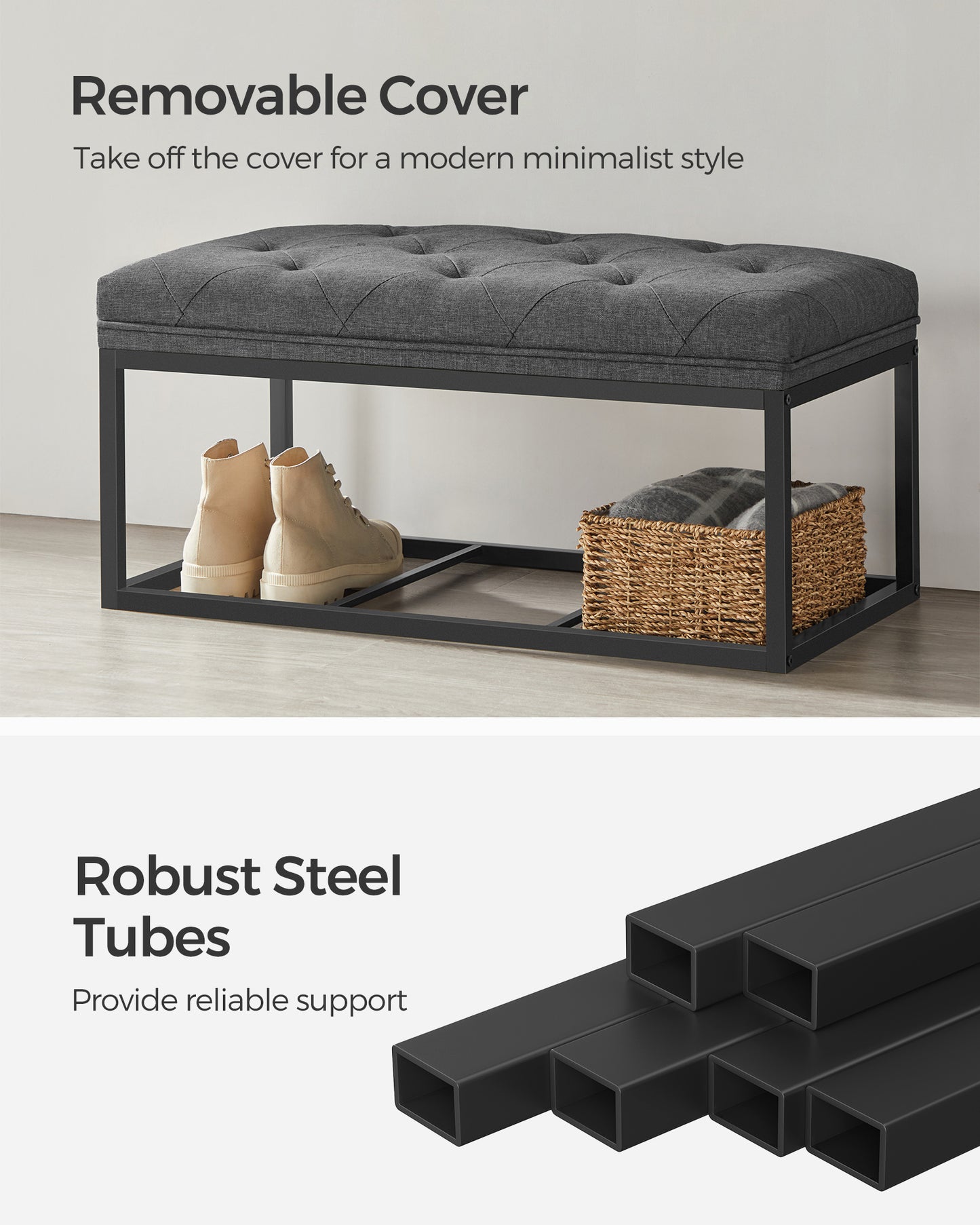 Storage Ottoman Bench with Legs, Load up to 660 lb - image 3