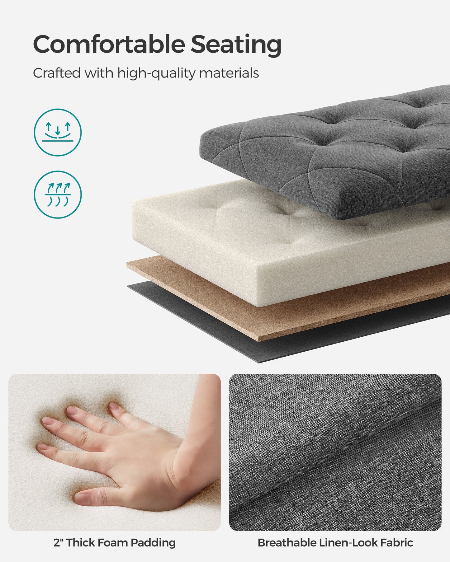 Storage Ottoman Bench with Legs, Load up to 660 lb - image 4
