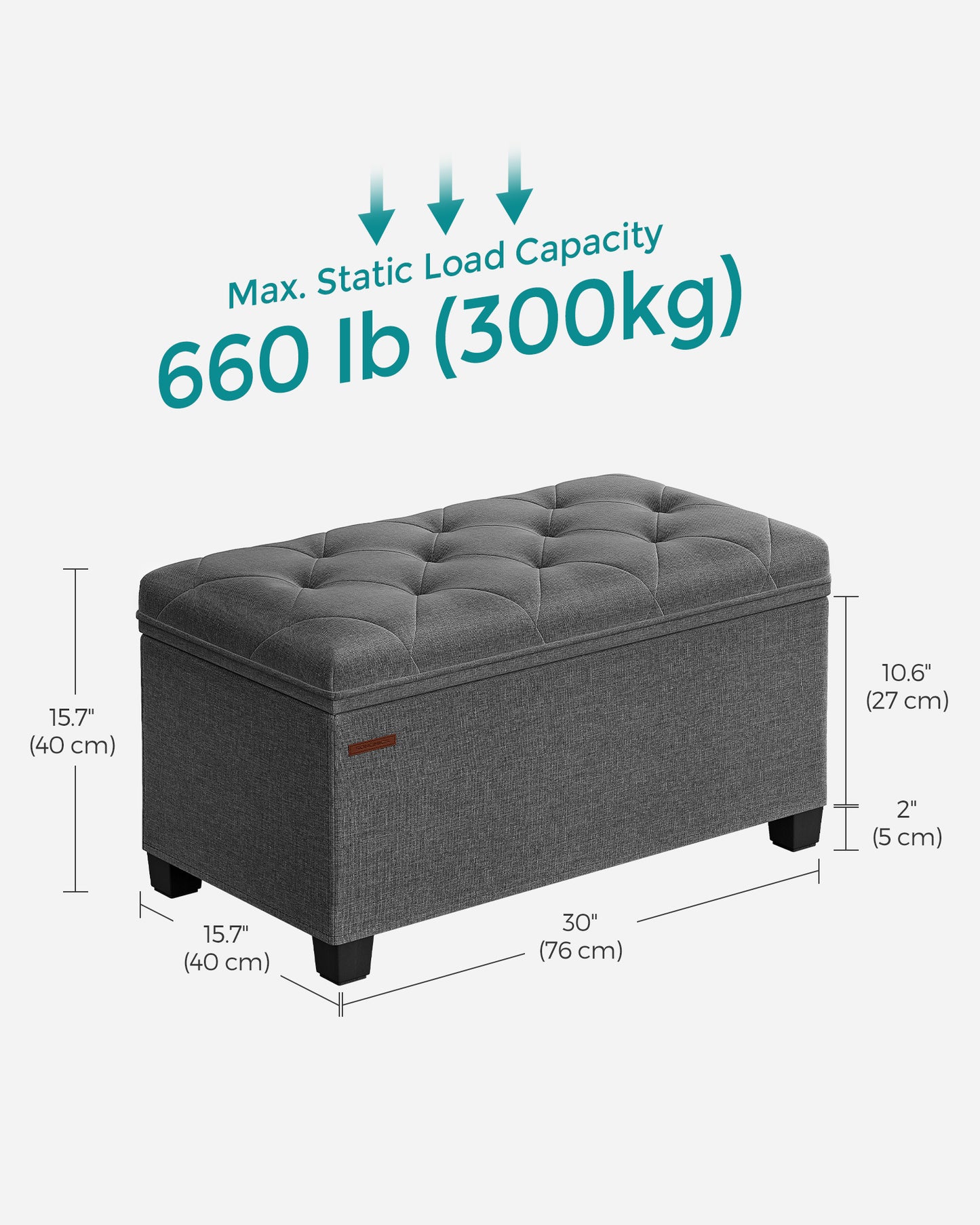 Storage Ottoman Bench with Legs, Load up to 660 lb - image 5