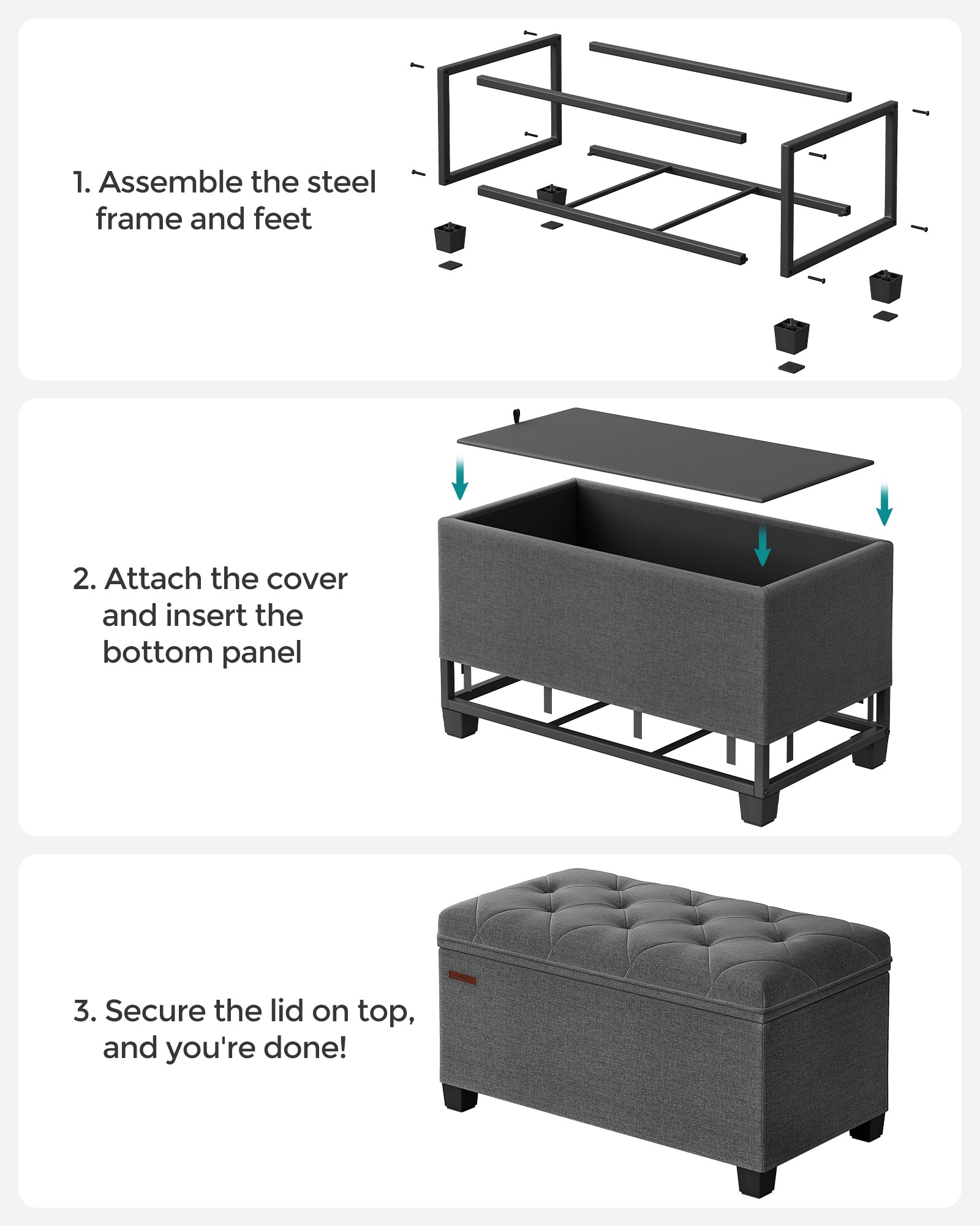 Storage Ottoman Bench with Legs, Load up to 660 lb - image 6