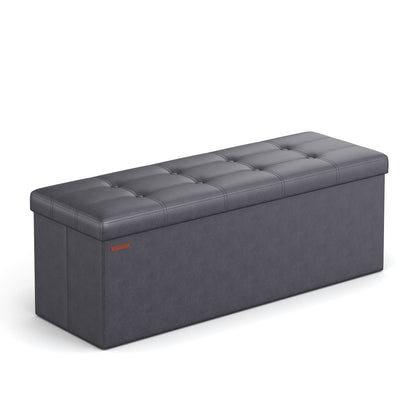 110 cm Ottoman Storage Box Dark Grey - image 1