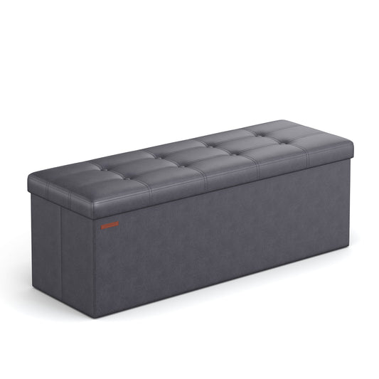 110 cm Ottoman Storage Box Dark Grey - image 1