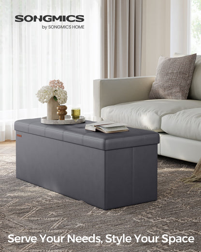 110 cm Ottoman Storage Box Dark Grey - image 3