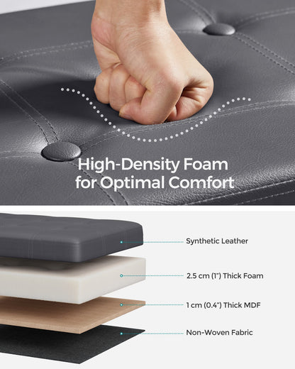 110 cm Ottoman Storage Box Dark Grey - image 4