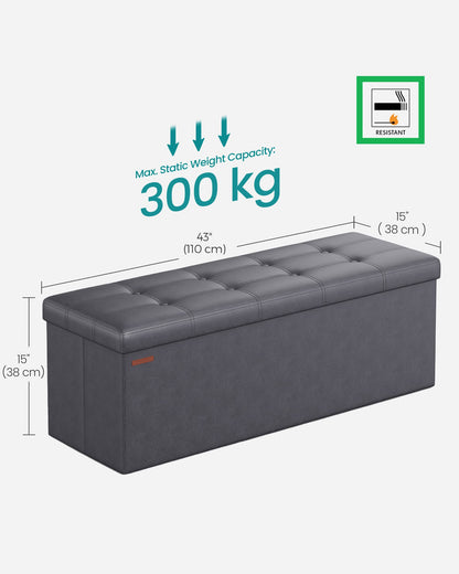 110 cm Ottoman Storage Box Dark Grey - image 6