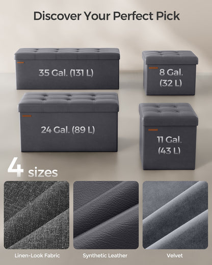 110 cm Ottoman Storage Box Dark Grey - image 8