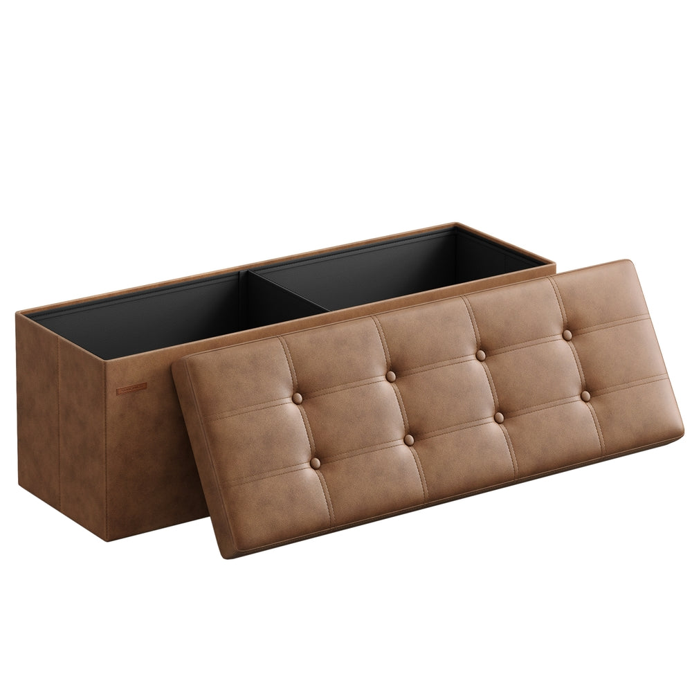 43 Inches Folding Storage Ottoman Bench, Storage Chest, Footrest, Padded Seat