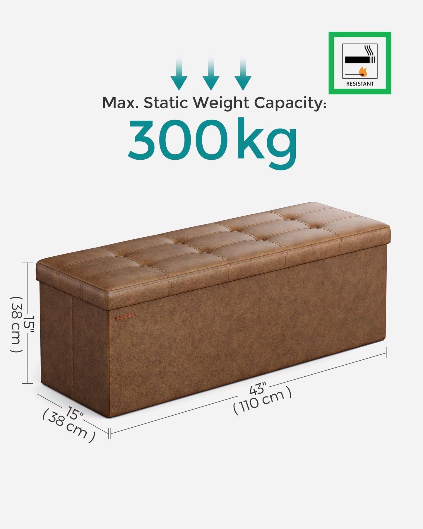 110 cm Ottoman Storage Box Dark Grey - image 14