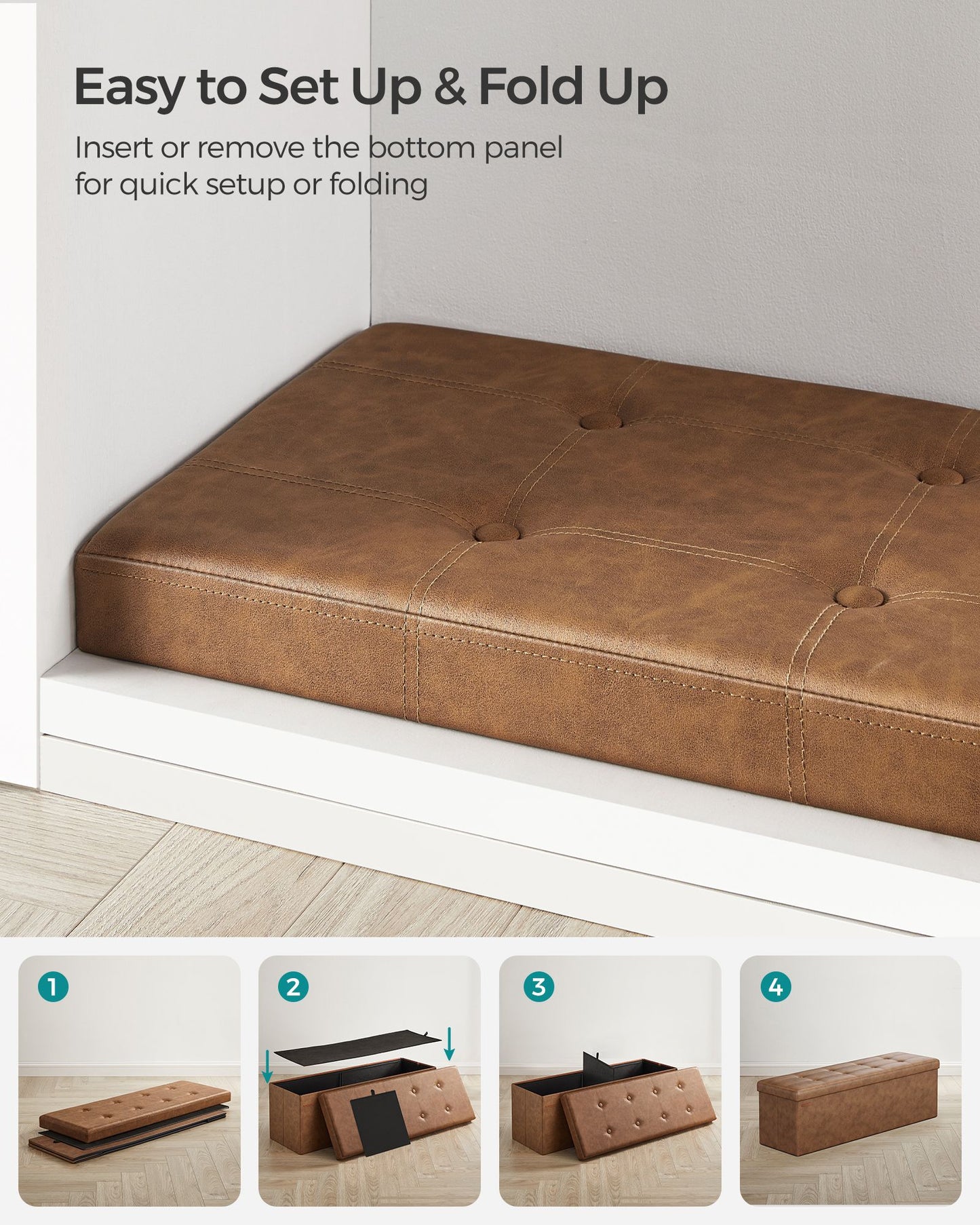 110 cm Ottoman Storage Box Dark Grey - image 15