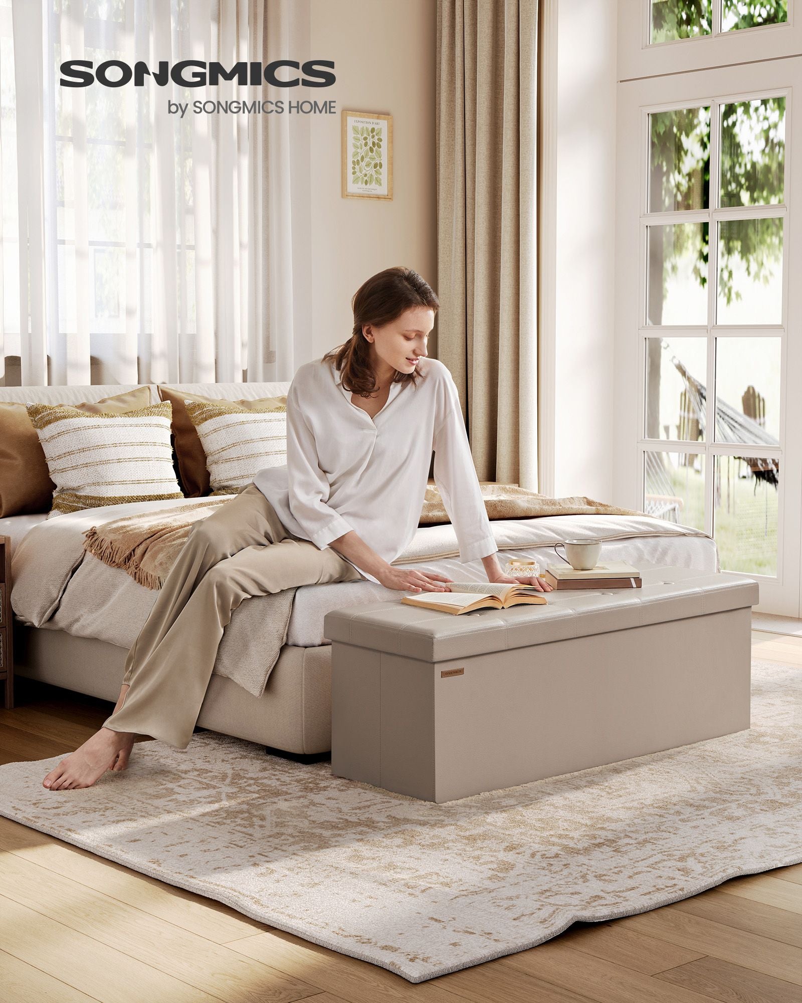 110 cm Ottoman Storage Box Dark Grey - image 19