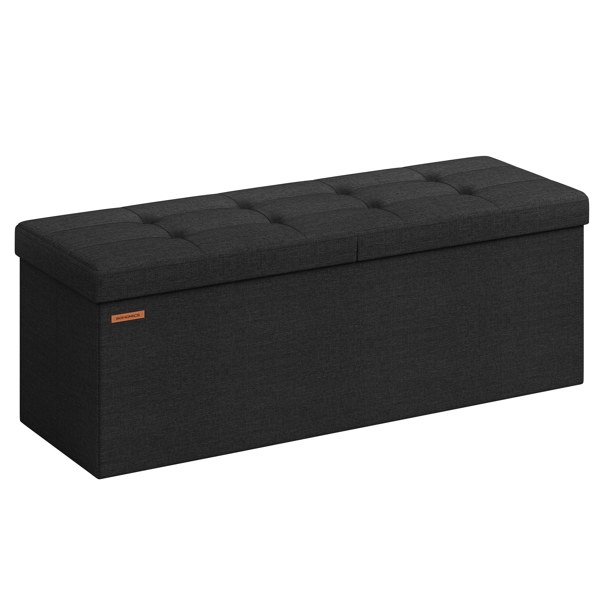 110 cm Storage Ottoman, Foldable Storage Bench with Flipping Lid, 300 kg Load Capacity, for Entryway, Living Room