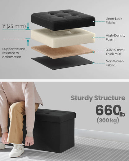 110 cm Storage Ottoman, Foldable Storage Bench with Flipping Lid, 300 kg Load Capacity, for Entryway, Living Room
