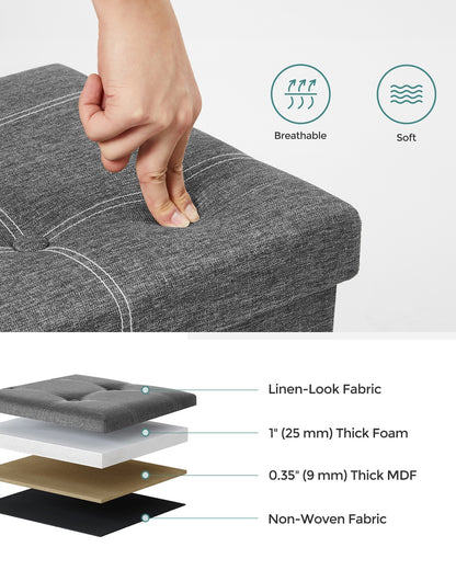 43 Inches Folding Storage Ottoman Bench Dark Gray - image 3