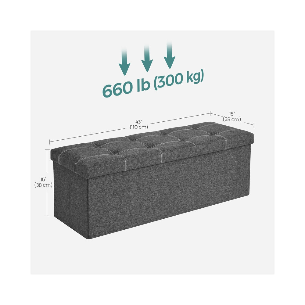 43 Inches Folding Storage Ottoman Bench Dark Gray - image 4