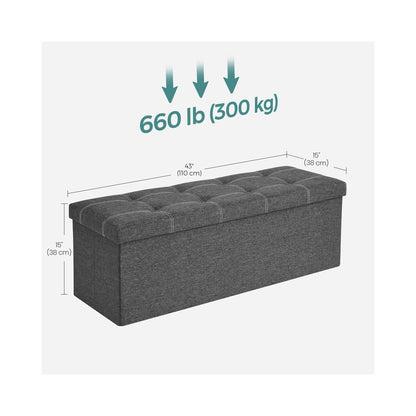 43 Inches Folding Storage Ottoman Bench Dark Gray - image 4