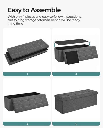 43 Inches Folding Storage Ottoman Bench Dark Gray - image 5
