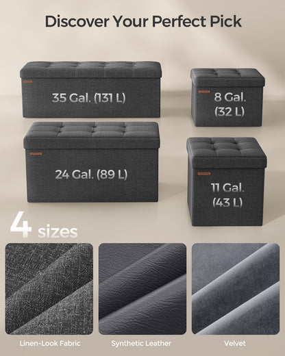 43 Inches Folding Storage Ottoman Bench Dark Gray - image 6