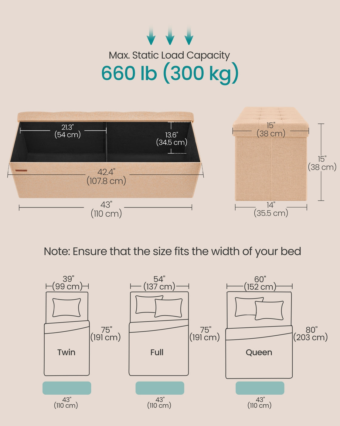 38 x 76 x 38 cm Foldable Small Storage Ottoman Ink Black - image 45