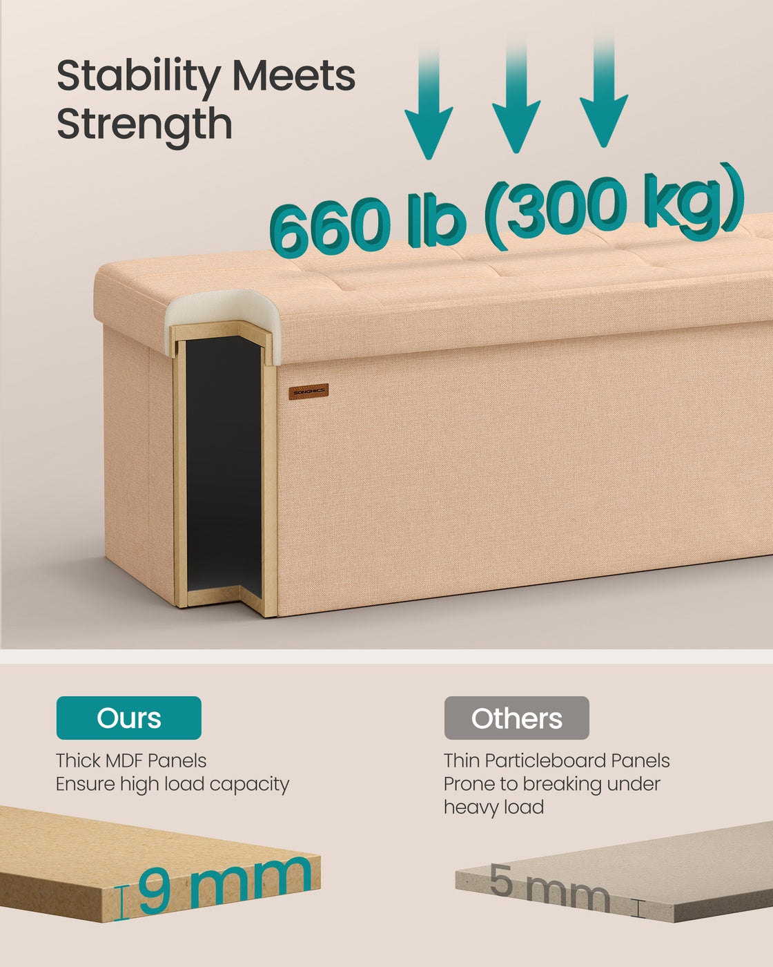 38 x 76 x 38 cm Foldable Small Storage Ottoman Ink Black - image 47