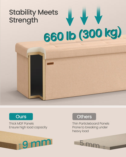 38 x 76 x 38 cm Foldable Small Storage Ottoman Ink Black - image 47