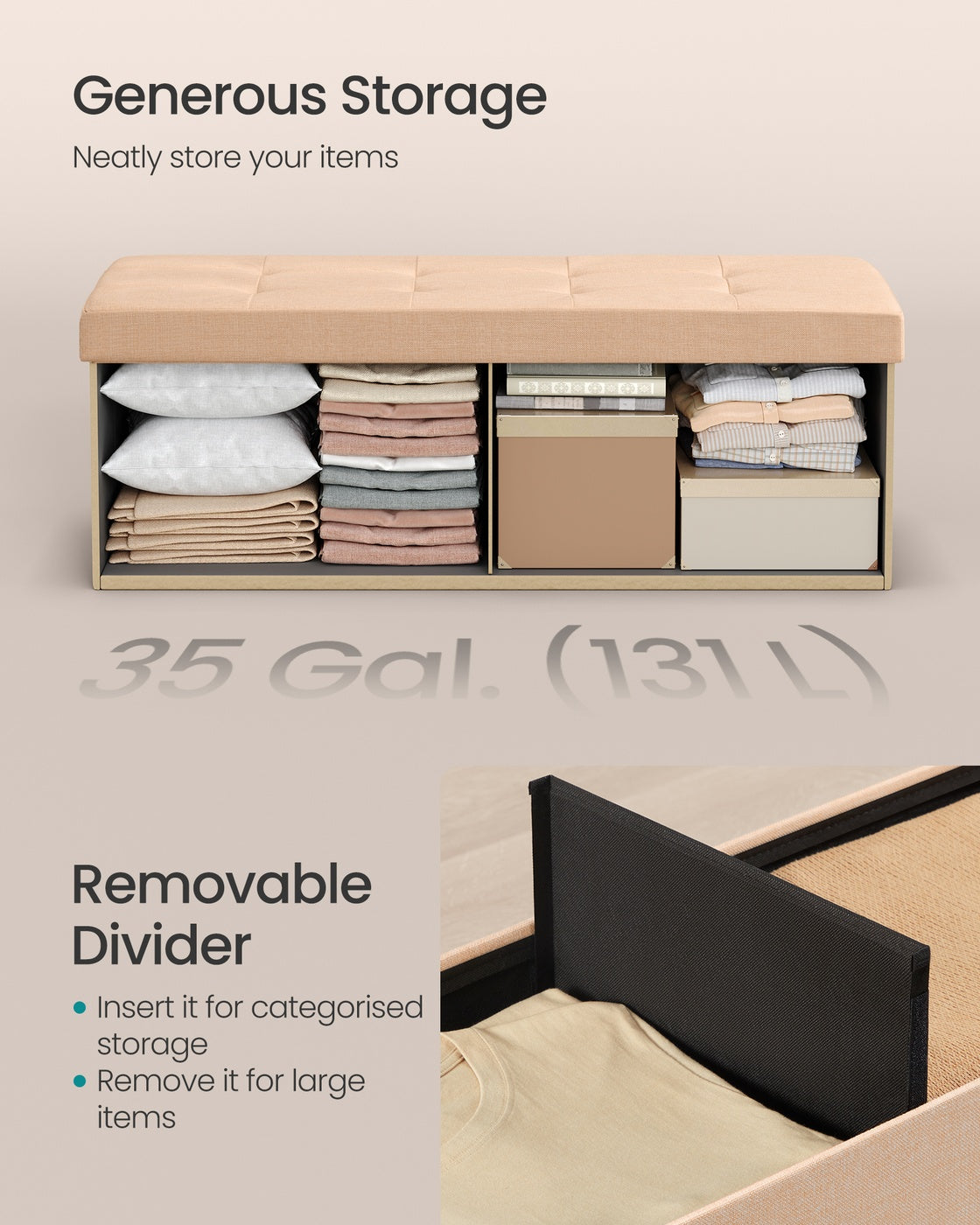 38 x 76 x 38 cm Foldable Small Storage Ottoman Ink Black - image 48