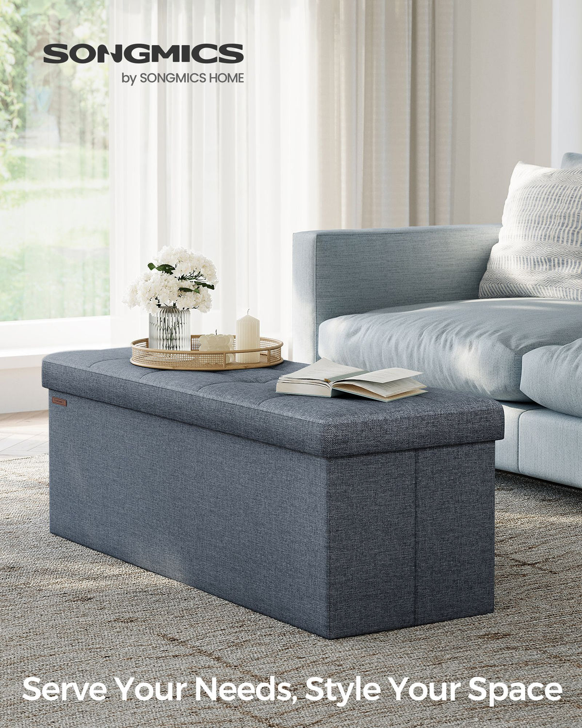 MAZIE Collection 43'' Folding Storage Ottoman Bench