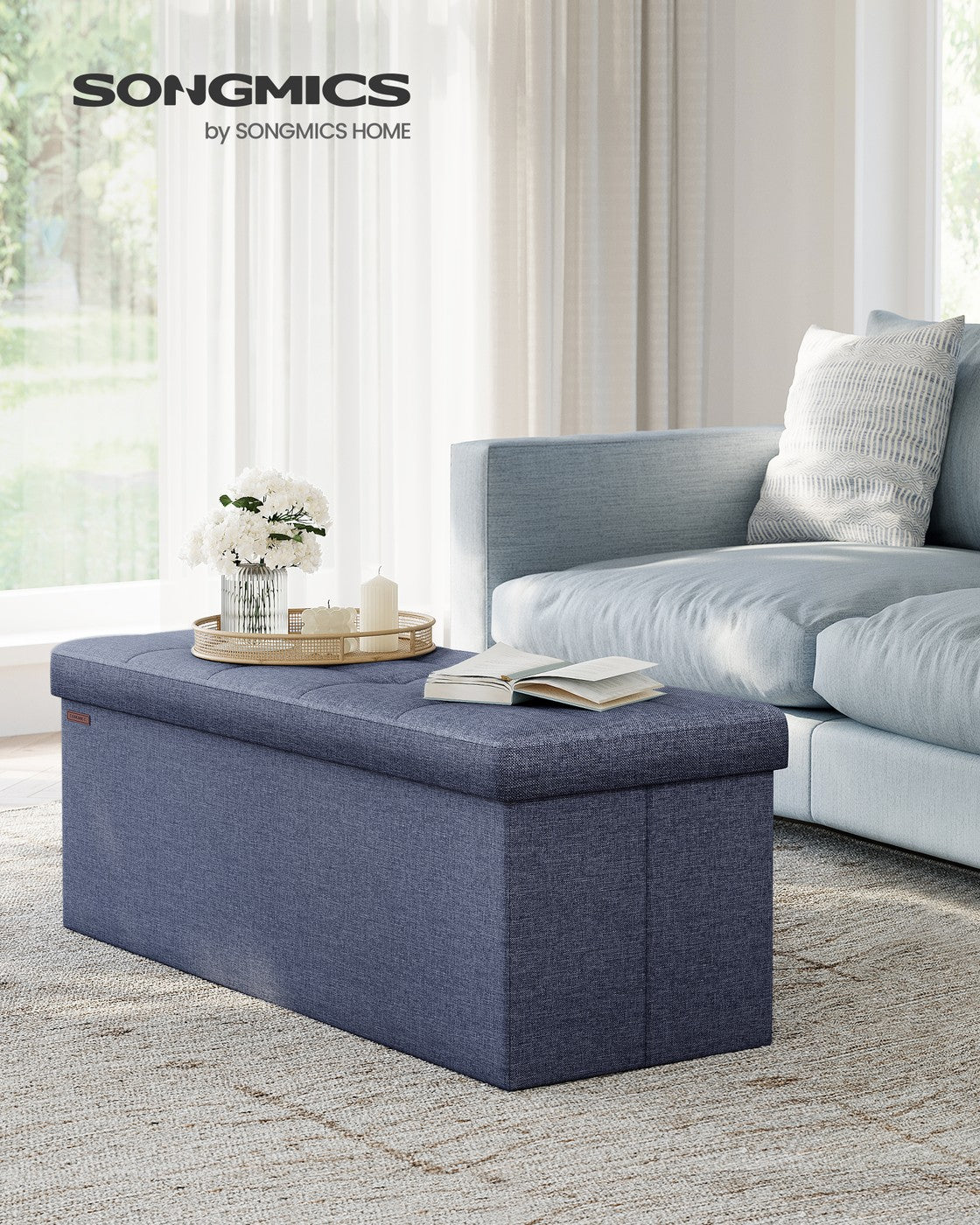 MAZIE Collection 43'' Folding Storage Ottoman Bench