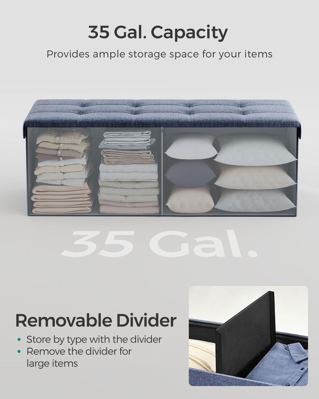 MAZIE Collection 43'' Folding Storage Ottoman Bench