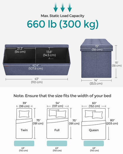 MAZIE Collection 43'' Folding Storage Ottoman Bench